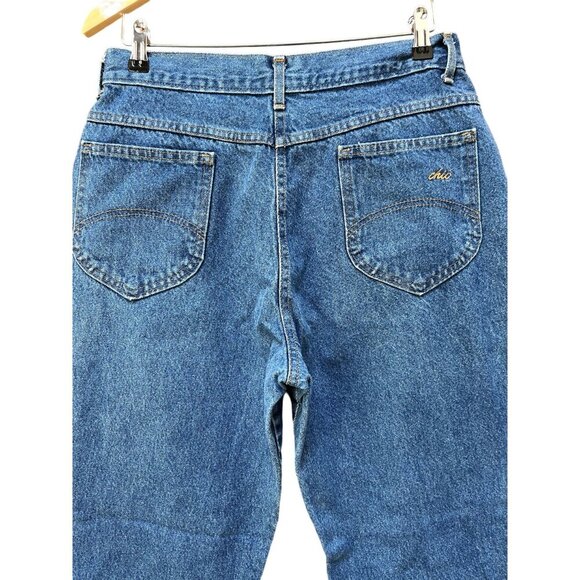 Vintage 90s Chic Brand Mom Jeans Rigid Denim Curvy Hip Medium Wash Tapered Leg - Picture 4 of 6